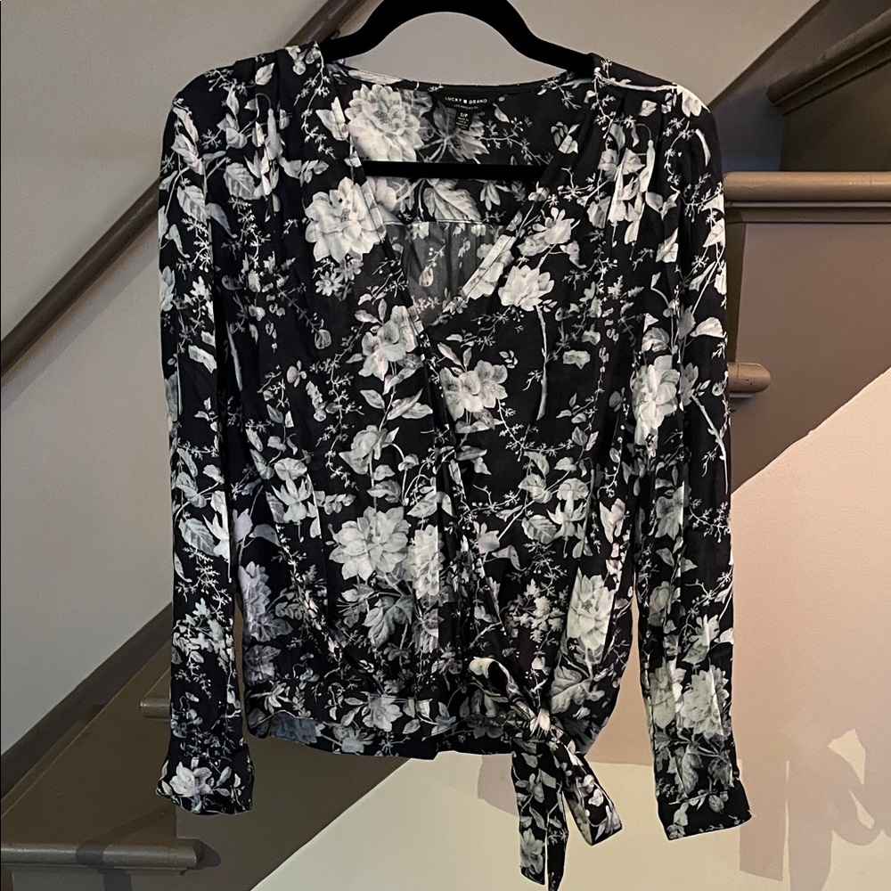 Lucky Brand Floral Wrap Blouse